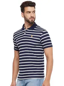 RELANE Men's Striped Polo Tshirt -ACCSTR202-Navy