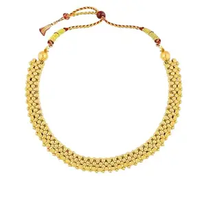 BARBUDDY Traditional Tanmani Maharashtrian chinchpeti necklace Pearl Jewellery Kolhapuri Saaj Thushi Mangalsutra Pendant Locket Necklace for Women Girl Gold
