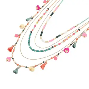 Accessorize London Women Multi Layered Pom-Pom Necklace