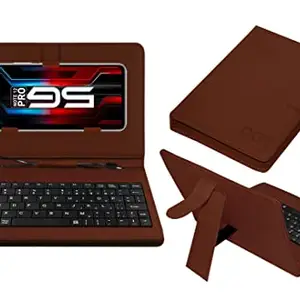 ACM Keyboard Case Compatible with Infinix Note 12 Pro Mobile Flip Cover Stand Direct Plug & Play Device for Study & Gaming Brown