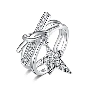 MYKI Blooming Star Cross Knot Adjustable Ring For Women & Girls