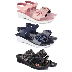 Women's Comfortable Sandal,Casual Lightweight Sandal for Everyday Wear | (COMBO-3)-1968-1972-1952-7