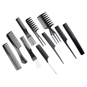 Morges Hair Cutting & Styling Hair Comb Professional Use Multipurpose Hair Comb Set 10 Pcs Black Pack Of 1