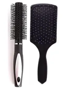 Glowhouse Round Rolling Curling Roller Comb Hair Brush With Professional Paddle Hair Brush Comb For Men And Women