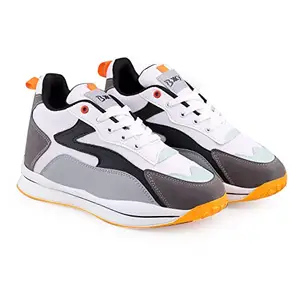 YUVRATO BAXI Men's 3 Inch Hidden Height Increasing, Mesh/Tesxtile Casual Grey Sports Lace-Up Running Shoes.- 8 UK