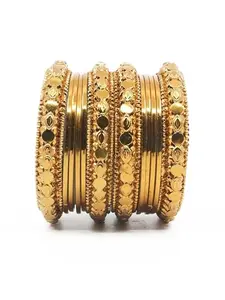 Griiham Fancy Mehendi Gold Plated Set of 12 Bangles (2.4)
