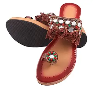 AMAZING TRADERS Women Brown Mirror Mota Arba Singal Step Round Nuth Shabe Synthetic Leather Flats