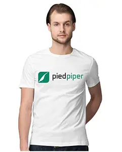 Men's Regular Fit T-Shirt Pied Piper Silicon Valley 100% Cotton T-Shirt White; _PPP-White-L-MENR_bz