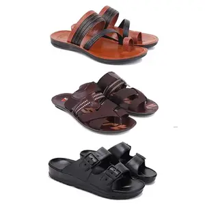 DRACKFOOT Men's Sandals | Lightweight Wear| Stylish & Easy to Wear For Men's GRT-SAN-(3-COMBO)-3151-3127-3115-6