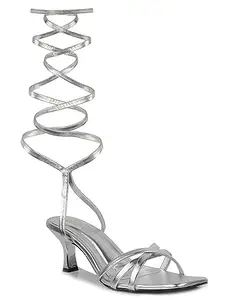 AXIUM Women's Silver Lace-up Heels, 2.75-Inch