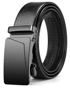 NAPA HIDE Men’s Auto Lock Vegan Leather Belt | Stylish Adjustable Buckle Belt for Formal & Casual Wear I Fits upto 40 Inches Waist size