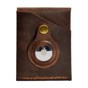 COTNIS Air Tag Wallet - RFID-Protected, Unisex Minimalist Design Built-in Air Tag Holder Handmade, Top Grain, Full Grain Leather (Brown Hunter)