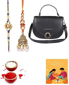 Clocrafts Bhaiya Bhabhi Rakhi and hand bag For Bhabhi With Roli Chawal - BBBS129
