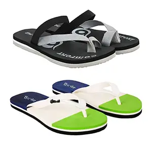 Birde Premium Multicolor Flip Flop Slippers For Men Pack Of 2-BRD-571-TRI-GRN-WHT-NAVY_7