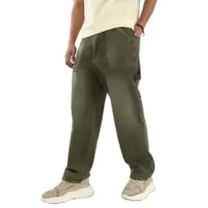 Urbano Fashion Men's Loose Baggy Fit Cargo Carpenter Jeans with 6 Pockets Non-Stretchable