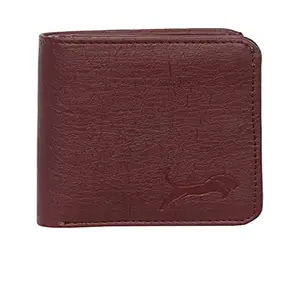 WILD EDGE Mens Tri-fold Leather Wallet | Artificial Leather Wallet for Men | Crunch Leather Wallet for Men (Brown)