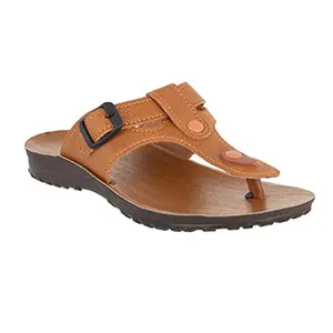 AEROWALK Stylish T-Shape Fashion Sandal/Slipper for Men | Comfortable | Lightweight | Anti Skid | Casual Office Footwear (RG93_TAN_40)