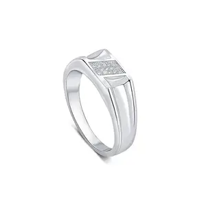 Raajraani Pure 925 Olympus Sterling Silver Ring for Men with Zirconia, Rhodium Finish | Gift for Him (4.5 Gms)