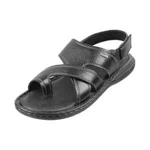 Metro Men Black Casual Comfort Leather Sandal UK/8 EU/42 (18-533)