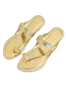 Bagadiya Trading Walktrendy Womens Synthetic Gold Open Toe Flats - 3 UK (Wtwf396_Gold_36)