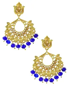 ANURADHA PLUS® Blue Colour Traditional Chandbali Earrings For Women | Hanging Earrings Set