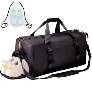 ICEIVY Gym Duffle Bag Dry Wet Separated Gym Bag Sport Duffle Bag Training Handbag Yoga bag with Extra Drawstring Backpack for man and women (Black-Upgrade)