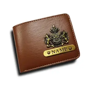 NAVYA ROYAL ART Men's Leather Wallet with Personalised Name with Logo, Brown