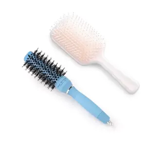 UMAI Hair Brush with Strong & Flexible Bristles|Pain-Free Detangling|Hairbrush Set for All Hair Type|Hair Styling Brush for Women & Men (Thermal Ceramic-32mm & Detangler)