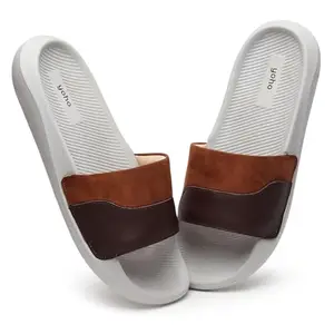 YOHO Dawn Sliders for Men | Cushion Footbed | Daily Comfort | Brown - UK 9