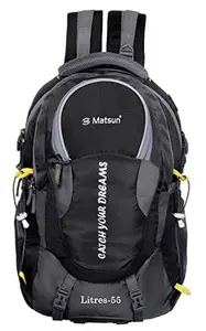 Matsun Large 55 L Laptop Backpack Premium Waterproof Bag For Travelling Trekking & Hiking Rucksack With Rain Cover-Black