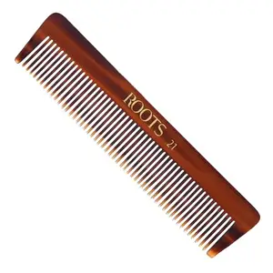 ROOTS Pocket Comb | Fine Teeth For Styling & Detangling | Smooth & Round Teeth prevent Hair & Scalp damage | For Men with Straight, Long, Wavy Hair | Wet & Dry use | Length - 4.4 inch | Model No - 21