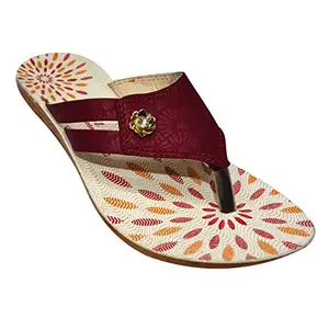 AJANTA Royalz Women's Sandals - Cherry-PU4001-6 Red