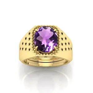 MBVGEMS Natural 5.25 Ratti 5.00 Carat AMETHYST panchdhatu ring gold Plated Ring Astrological Adjustable Ring for Men and Women