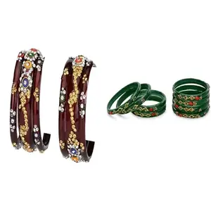 Somil Elegant Combo Bangles For Women & Girls | Stylish Bangles Set For Everyday & Functions, Pack Of 14, Maroon, Green -B480