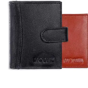 DUO DUFFEL Genuine Leather Unisex Multi-Color RFID Protected Unisex Wallet & Card Holder Pack of 2