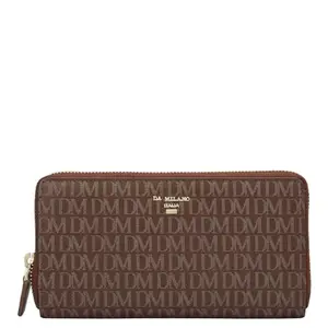 Da Milano Zip Leather Wallet for Women - Brown