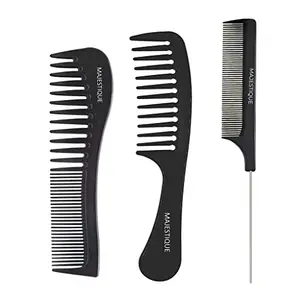 Majestique Hair Comb Set 3pcs Professional Wide Comb, Tail Comb, Dresser Hair Comb Styling Comb – Perfectly Grade for Men and Women