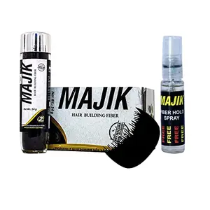 Majik Waterproof Human Hair Fiber for Women and Men, 54 Gram, Grey (Free Fiber Hold Spray)