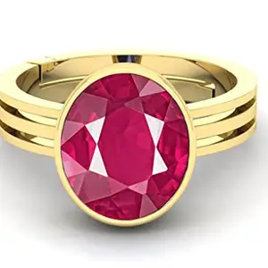 RRVGEM RRVGEM Ruby RING Certified Natural 6.00 Carat Certified A+ Quality Natural manik Adjustable Gemstone Ring GOLD PLATED Ringfor Women's and Men's LAB -CERTIFIED