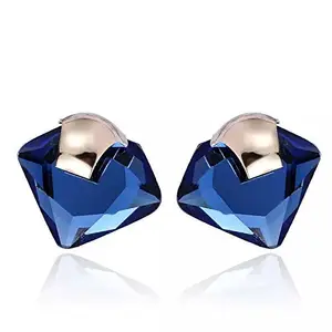YouBella Jewellery Valentine Collection Crystal Stud Earrings for Girls and Women (Blue)