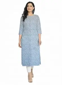 Lehariya Print Straight Cut Fit Cotton Kurti for Womens