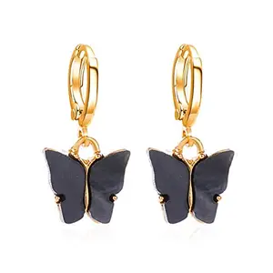 STYLISH TEENS dc jewels Stylish Butterfly Hoop Earrings For Women & Girls (Black)
