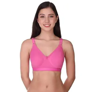 Women’s Cotton Everyday T-Shirt Bra – Full Coverage, Wire-Free, Non-Padded Bra | Ideal for Heavy Bust & Daily Comfort |(Pack of 1) Pink