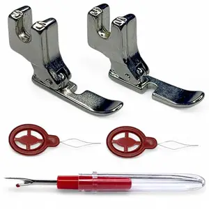 Sewing Machine Parts Combo - 5 Pieces - Piping Boot, Presser Zipper Boots -Foot, Seam Ripper, Needle Threaders - Compatible with SV Model and Basic Model of Brand, Choti Silai Machine Parts