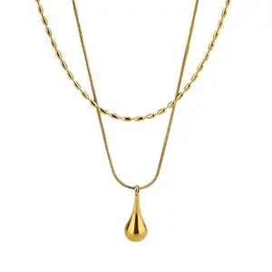 Jewels Galaxy Gold-Plated Anti Tarnish Minimalistic Teardrop Layered Necklace