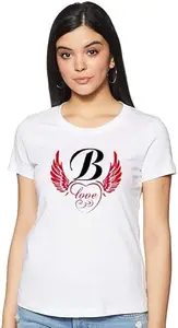 Women's Alphabetic Print Round Neck T-Shirt CW_New_WPRNT#B008_White_M