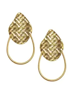 OOMPH Jewellery Gold Large Textured Drop Earrings - Bold Gold Look - For Women & Girls Stylish Latest (CKE367_Z)