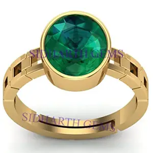 JEMSKART 10.00 Carat Certified Natural Emerald Panna Panchdhatu Adjustable Rashi Ratan Gold Plating Ring for Astrological Purpose Men & Women