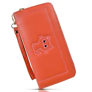 Valerie Women Wallet Wallet for Women and Girls | Zipper Wallets Leather Credit Card Holder (Cat_Pink)