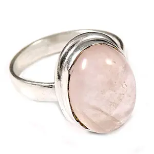 Rose Quartz Gemstone Silver Plated Ring 13 Handmade Jewelry GRAT-62